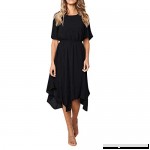 TnaIolral Ladies Dresses Summer Short Sleeve O Neck Knee Length Evening Party Skirt Black B07NL39QF5